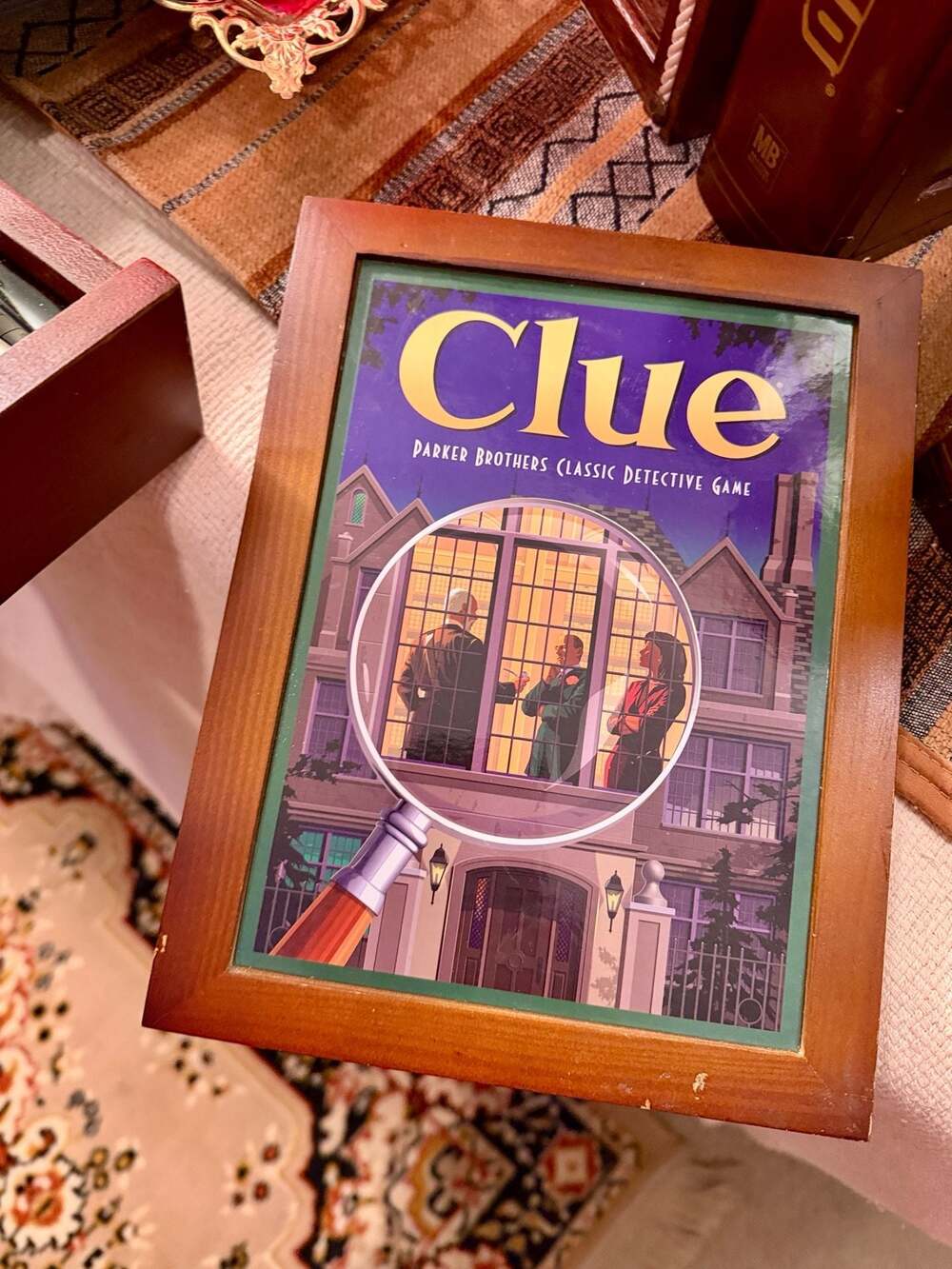 Clue Parker Brothers Vintage Game Collection Bookshelf Wooden Box Edition